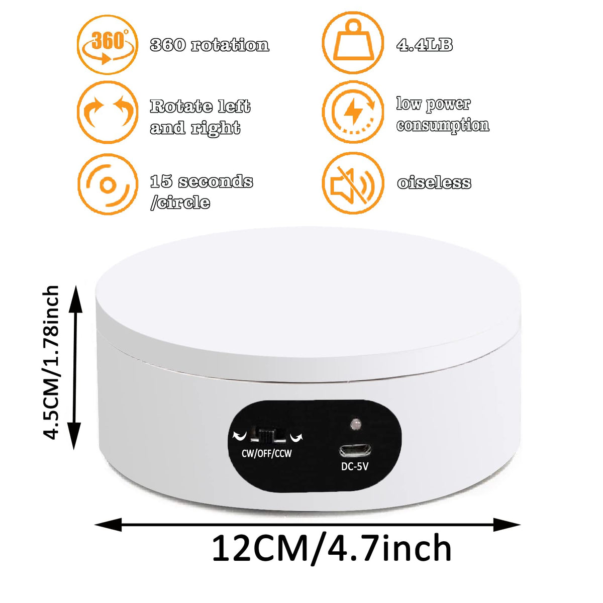 YVV Turner Cup Rotating Display Stand for Epoxy Glitter Tumbler, 360 Degree Automatic Mute Rotating Turntable for Photography Products Tumbler Making Supplies Spinner 4.72*1.77in Motorized Rotation