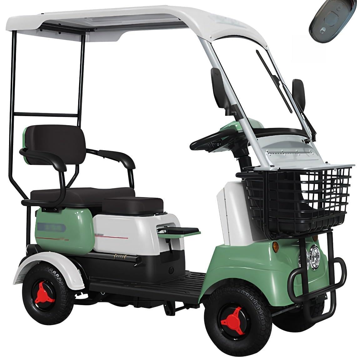HAOWEIH Electric Golf Cart for Adults, 13 MPH, 440 LBS Capacity, Electric Golf Cart with Independent Suspension for Golf, for Golf, Neighborhood, Camping & Resorts(Lithium battery-650W+60V30AH)
