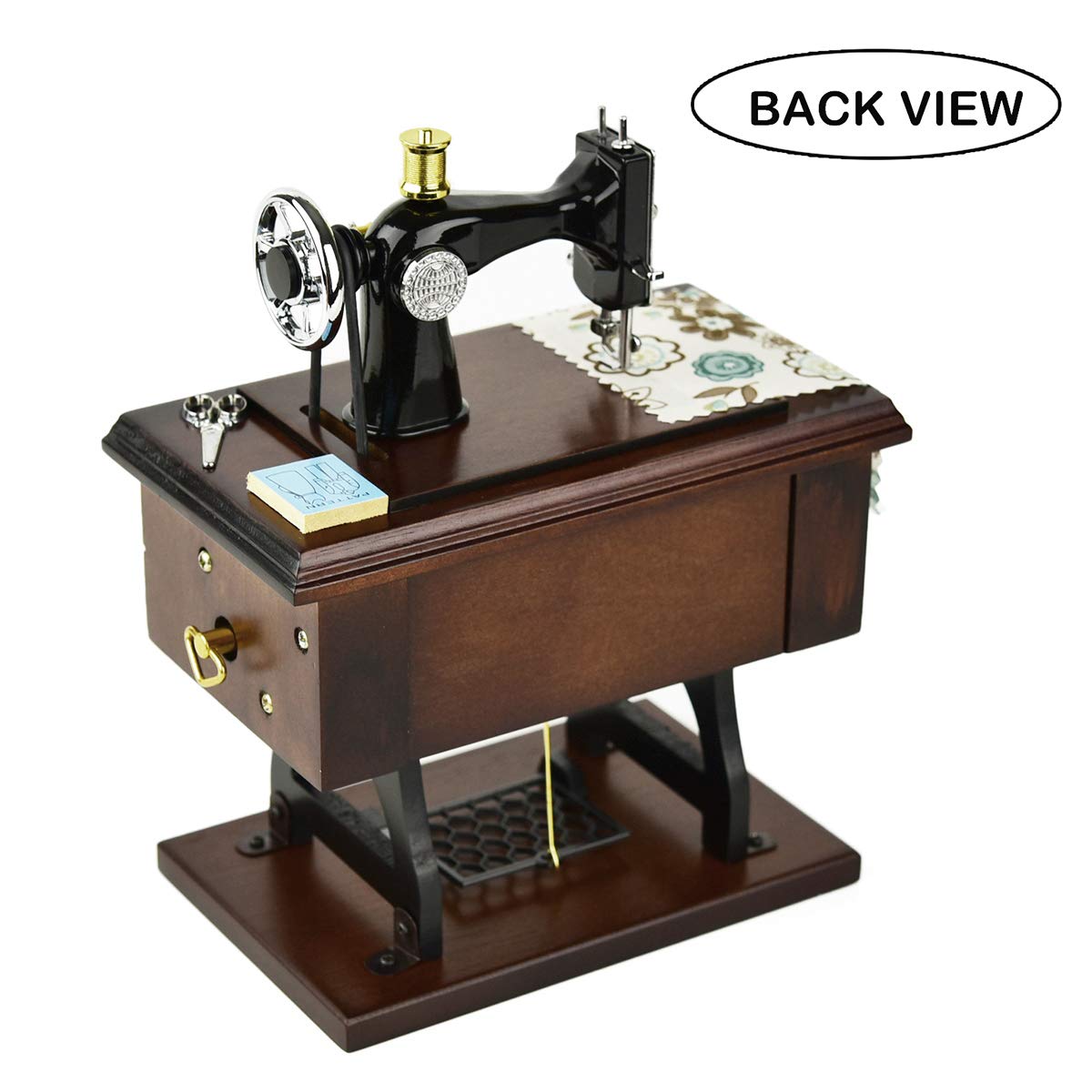 Mr.Winder Sewing Machine Music Box Gift, Wooden Vintage Musical Box Christmas Anniversary Birthday Gifts for Mom Wife Grandma Friend Wind Up Mechanical Melody Fur Elise