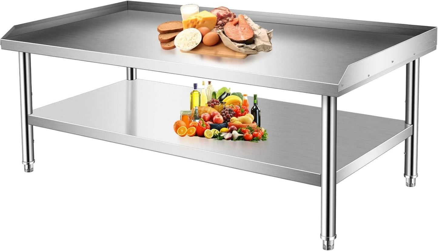 Equipment Grill Stand Table 60 x 30 inch, Heavy Duty Stainless Steel Griddle Stand Table with Undershelf, Equipment Stand for Kitchen, Bar, Restaurant, Home and Hotel