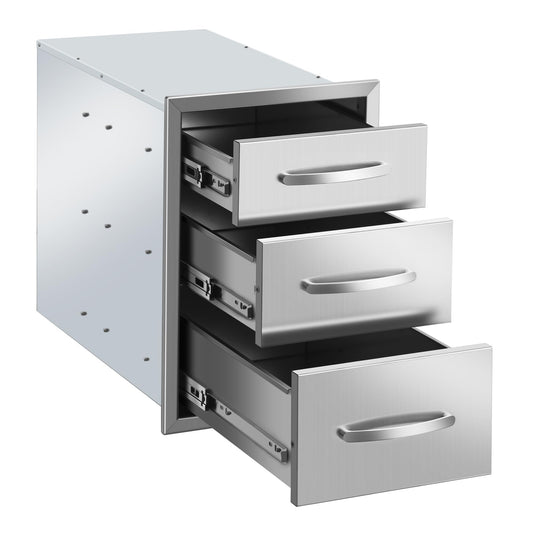 Outdoor Kitchen Drawers Built-in BBQ Drawer Stainless Steel Access Drawers for Outdoor Kitchen Island or Grill Station (14" W x 20.3" H x 23" D)
