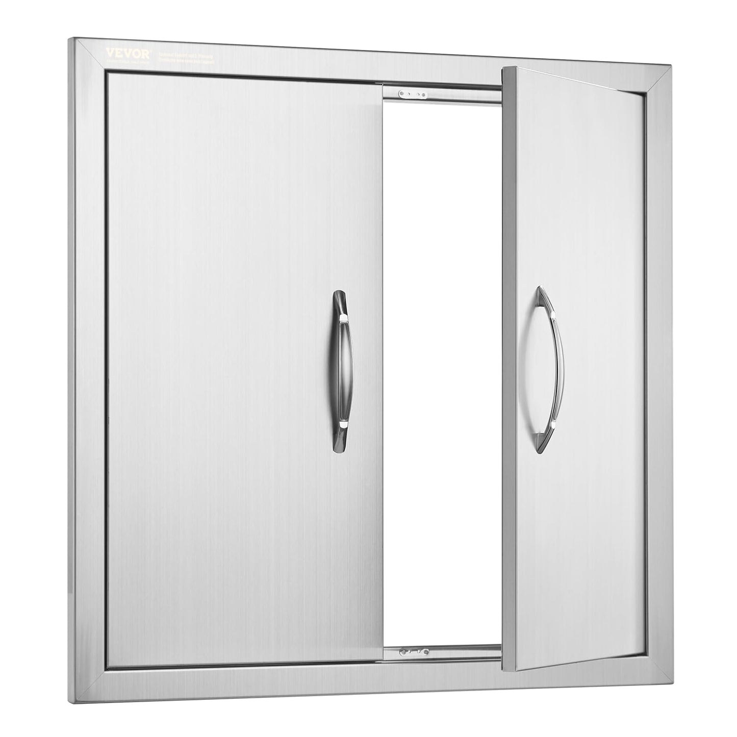 VEVOR BBQ Access Door, 24W x 24H Inch Double Outdoor Kitchen, Stainless Steel Flush Mount Door, Double Wall Vertical with Handles and Hooks, for BBQ Island, Grilling Station, Outside Cabinet