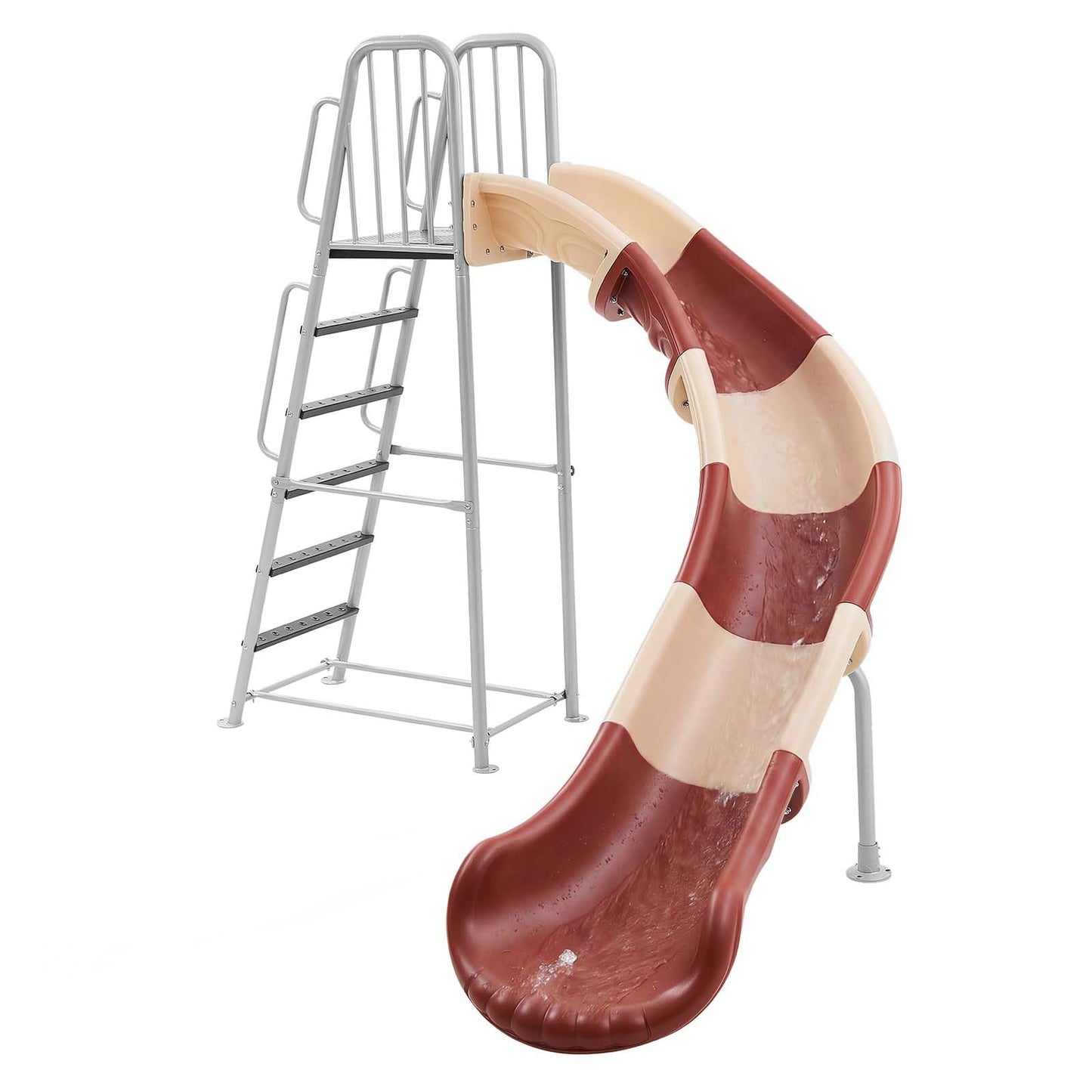 VEVOR Water Slide, Big 10 ft Outdoor Curved Waterslide with Built in Adjustable Sprinkler and Ladder, Free Standing Pool Slide, Metal & Plastic Playground Equipment, Platform for Backyard Fun