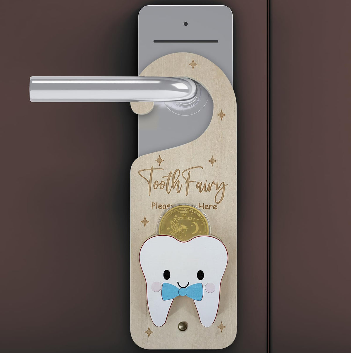 Tooth Fairy Door Hanger, Lost Tooth & Coin Holder Kit for Kids Gifts - Blue