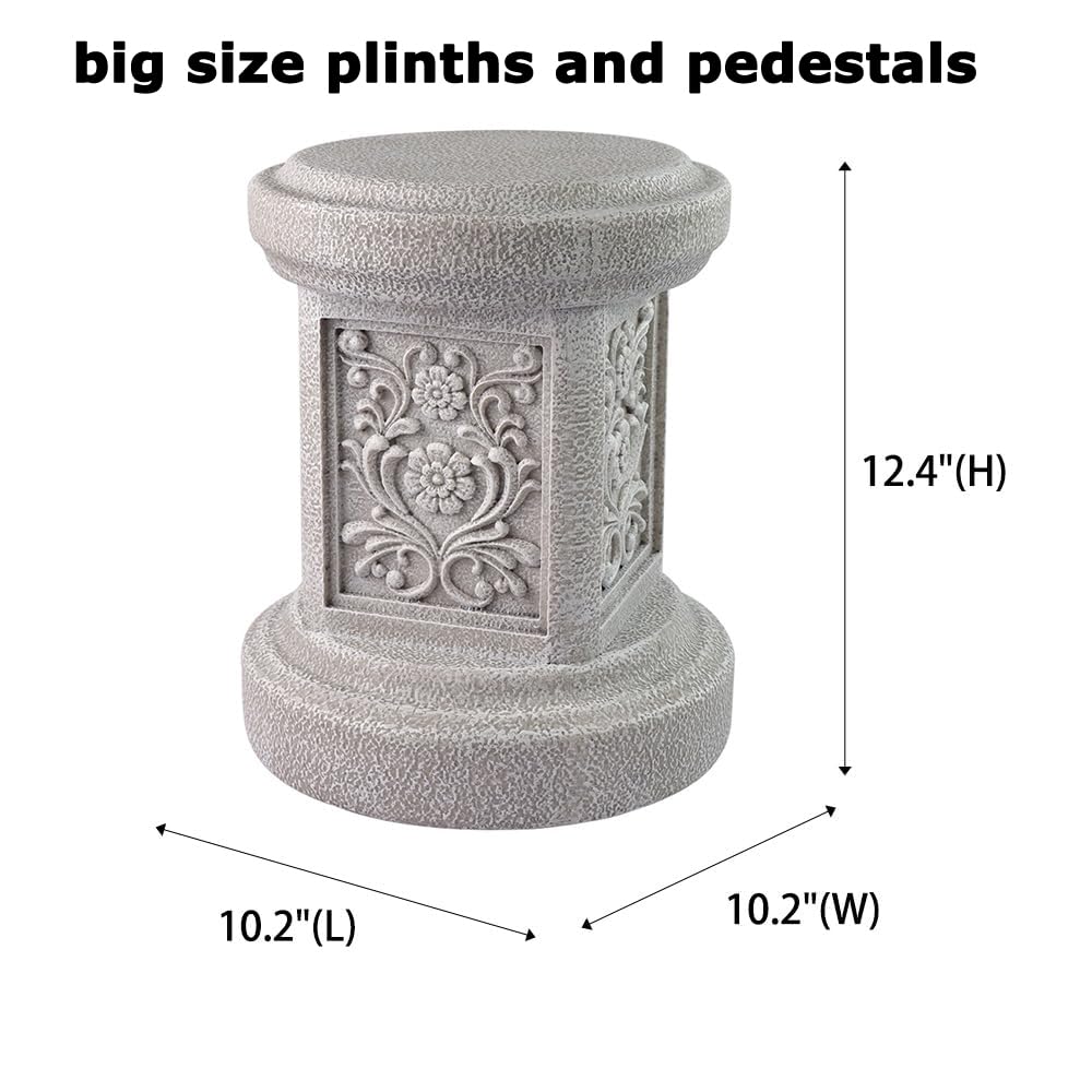 TB TIBAG Classic Statuary Stand Outdoor Pedestal Sculpture Decor Plinth Base Riser, Garden or Home Resin Statuary Pedestal, 12.6" Tall, 7.1 Pounds, (Round)