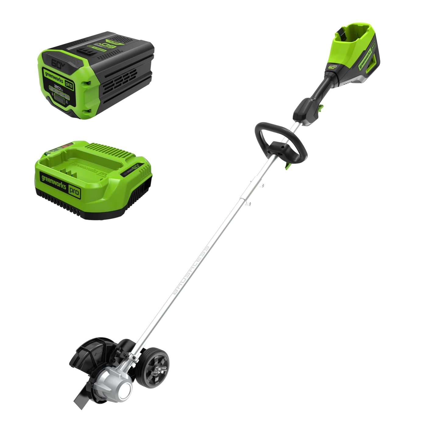 Greenworks 60V 8" Brushless Cordless Edger with 2.0Ah Battery & Charger – Tool-Free Depth Adjustment, Lightweight Lawn Edging Tool, 4-Year Warranty