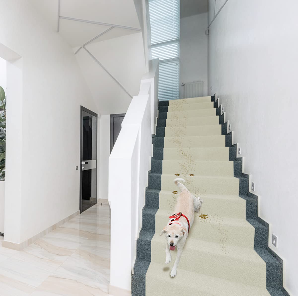 LAMINET Beige Non-Slip Washable Stair Covers for Carpeted Stairs 30'Lx30 W