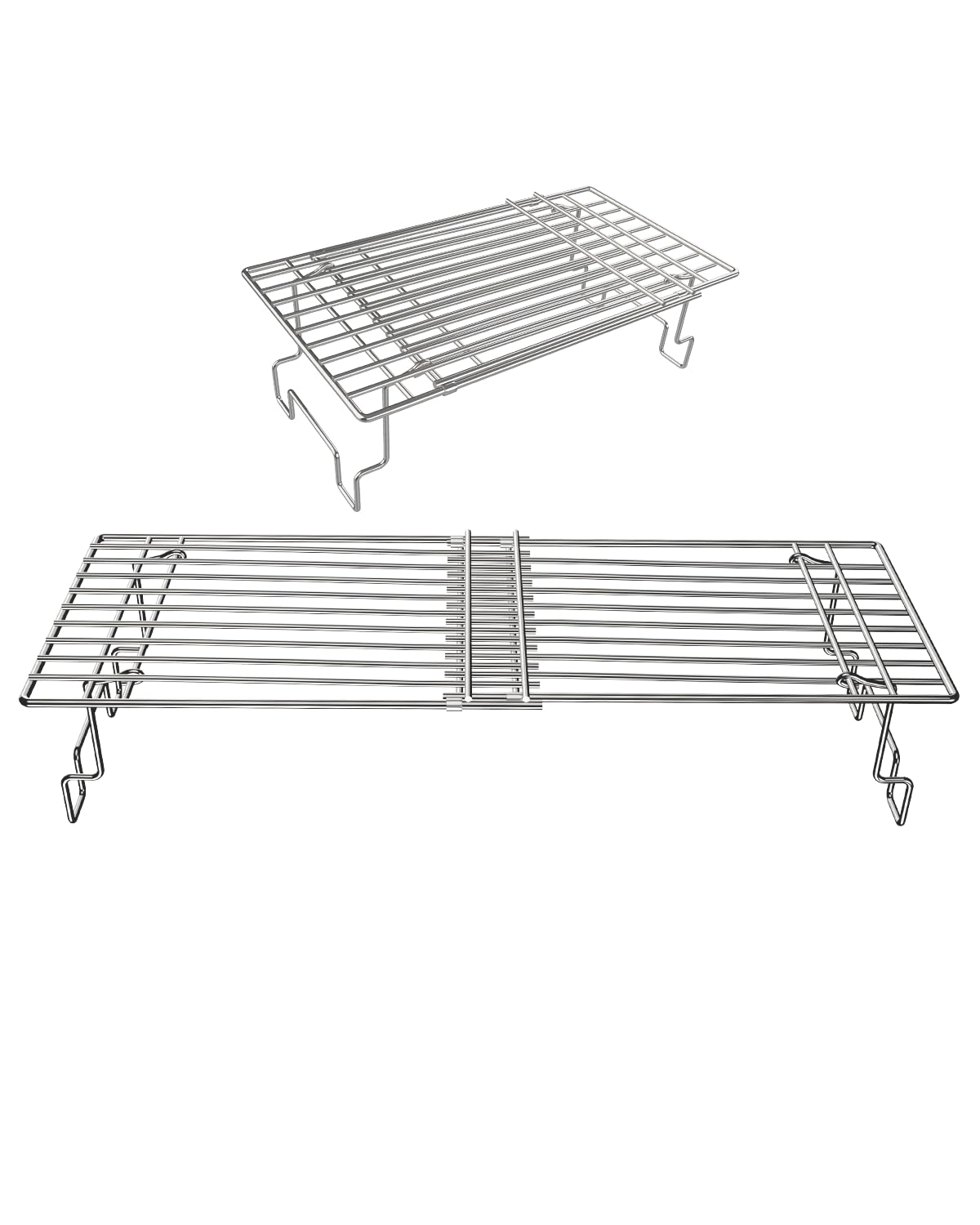 BBQ Future Universal Adjustable Warming Rack for Grills, Folding Stainless Steel Upper Rack for Pit Boss Traeger Pellet Smoker Weber Charbroil Gas Grill Blackstone Griddle & More, Dishwasher Safe