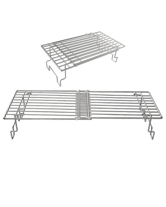 BBQ Future Universal Adjustable Warming Rack for Grills, Folding Stainless Steel Upper Rack for Pit Boss Traeger Pellet Smoker Weber Charbroil Gas Grill Blackstone Griddle & More, Dishwasher Safe