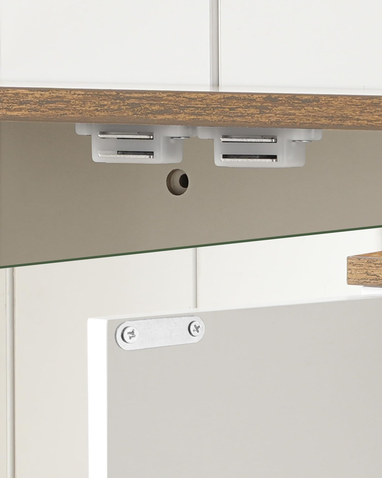 CHOEZON Bathroom Wall Cabinet, Medicine Cabinet with Open Partition and Towel Bar, Rustic Storage Cabinet with Open and Hidden Storage Space, for Bathroom, Living Room, Kitchen, White and Walnut
