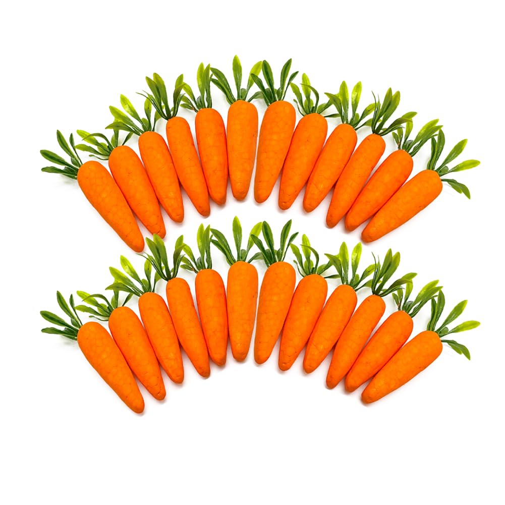 Art&Beauty 24pcs Artificial Carrots Mini Simulation Carrots Realistic Fake Carrot Lifelike Simulation Vegetables for Home Farm Party Table DIY Crafts Decorations