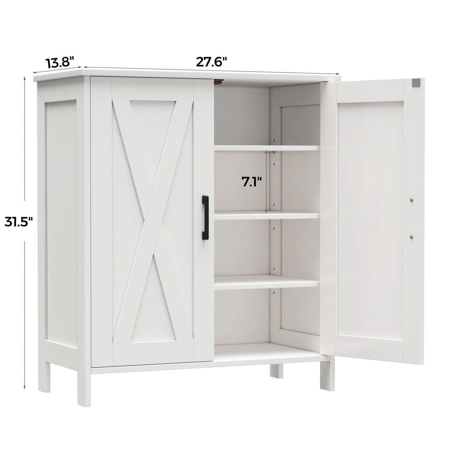 Homleke Farmhouse Shoe Cabinet with 2 Barn Doors & Wood Legs