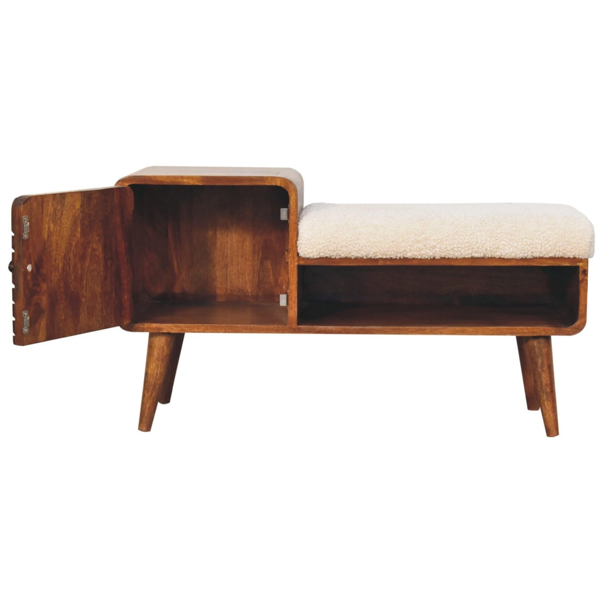 Artisan Furniture Solid Wood Boucle Carved Chestnut Telephone Table