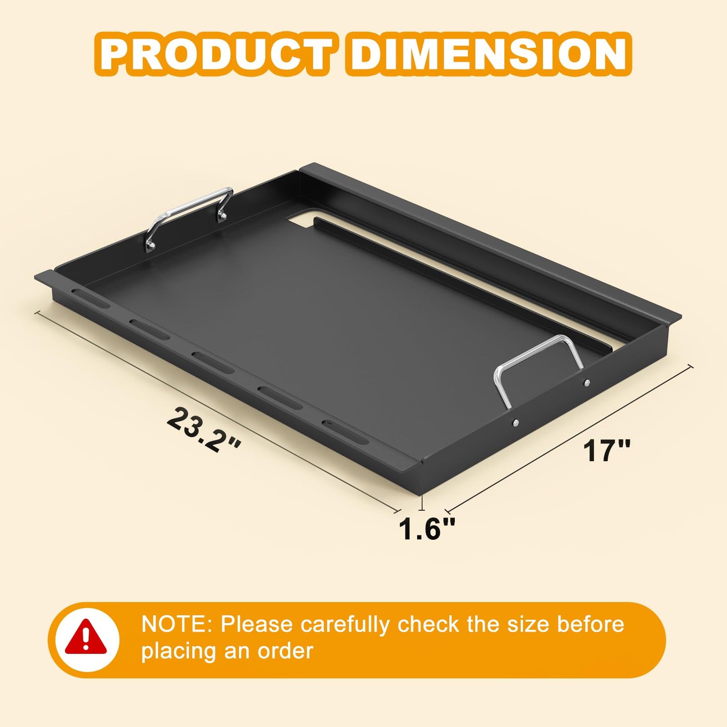 Full Size Griddle Insert Replacement Part for Nexgrill 4-Burner 720-0925 Grills, Non-stick Flat Top Cooking Griddle for Nexgrill 720-0925P 720-0925PG 720-0340 720-0718A, Carbon Steel