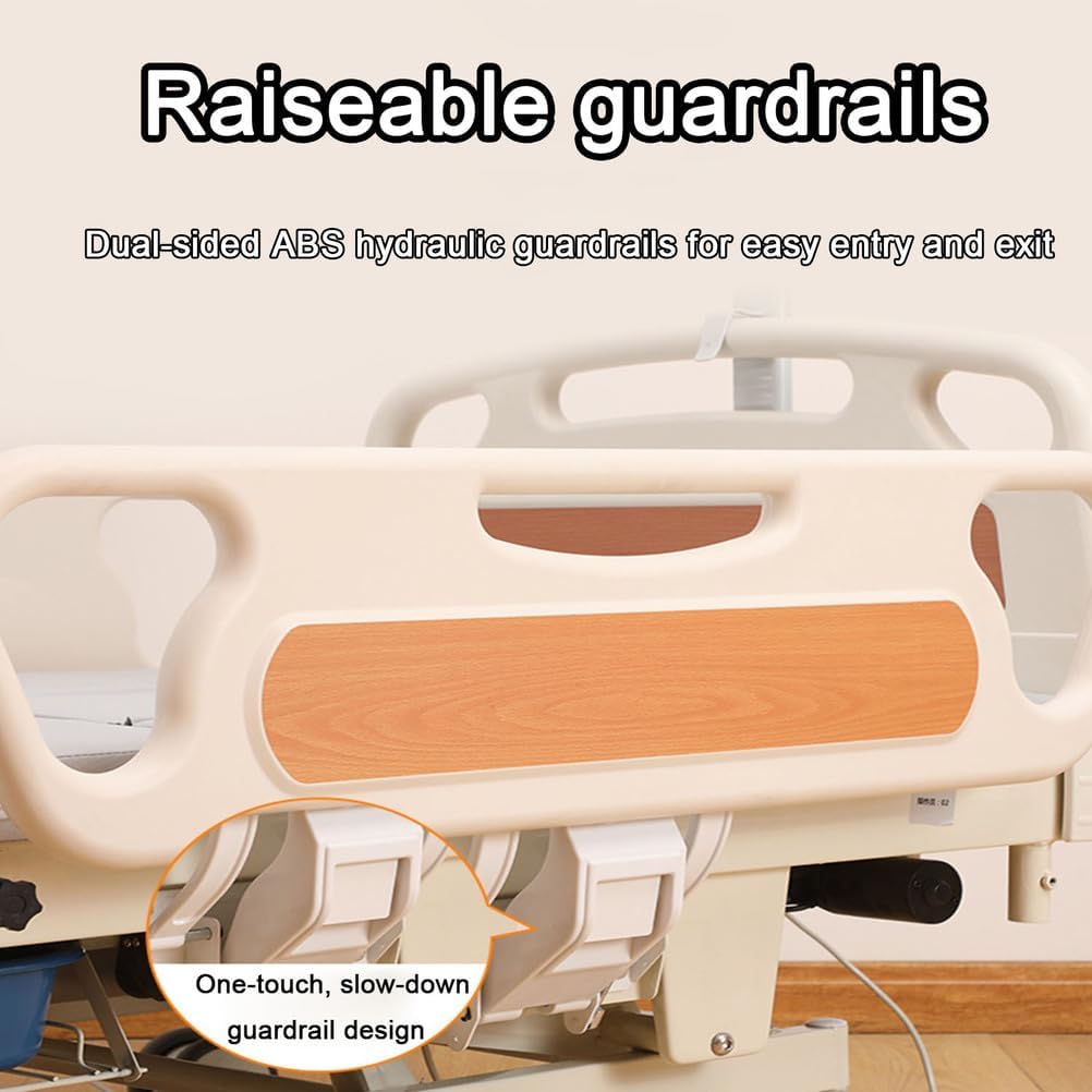 Falluk Adjustable Tilting Design Electric Hospital Beds with Exercise Handles for Home use for Elderly Post-Surgery Use, Motor Control & Central Locking System (Bed)
