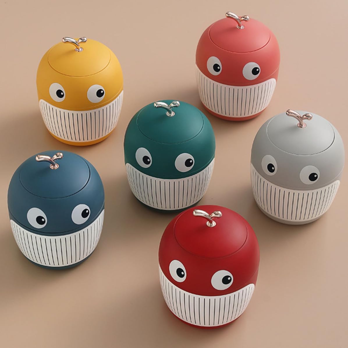 Green Plastic Mini Desk Wastebasket Cartoon Whale Shape for Tabletops