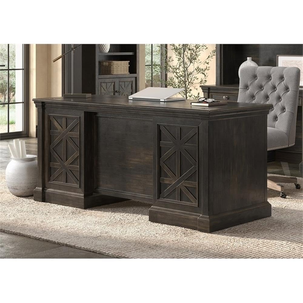 Pemberly Row Set of 3 Fully Assembled Executive Desk & Filing Cabinet & Bookcase