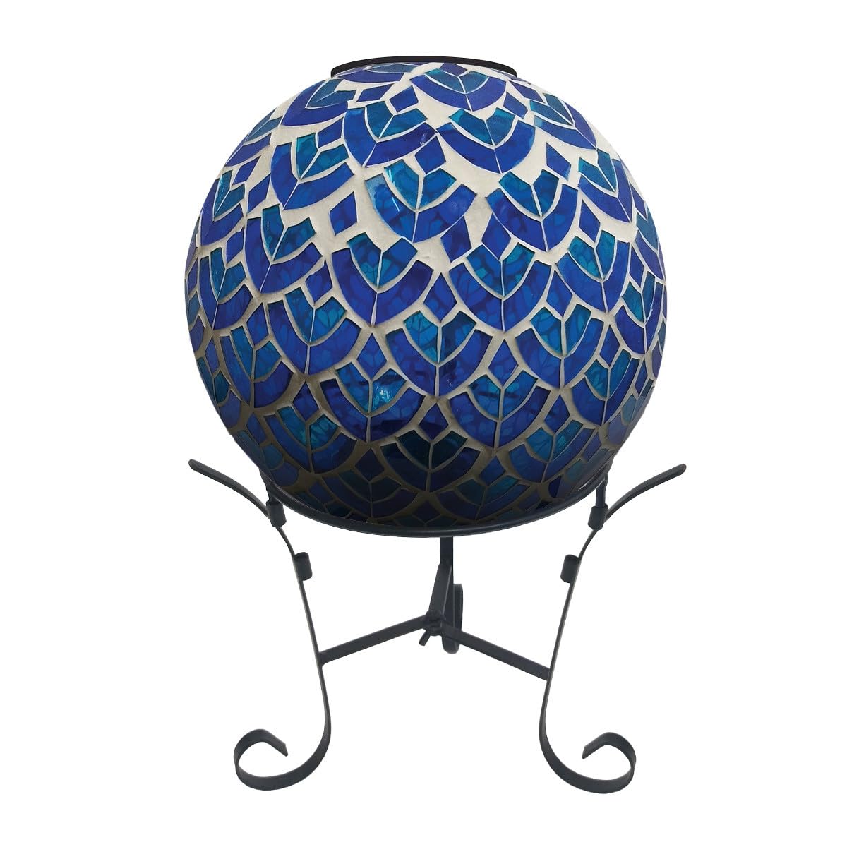 Briarwood Lane Everyday Gazing Ball 10x10 Blue and White Scalloped Solar LED Gazing Ball