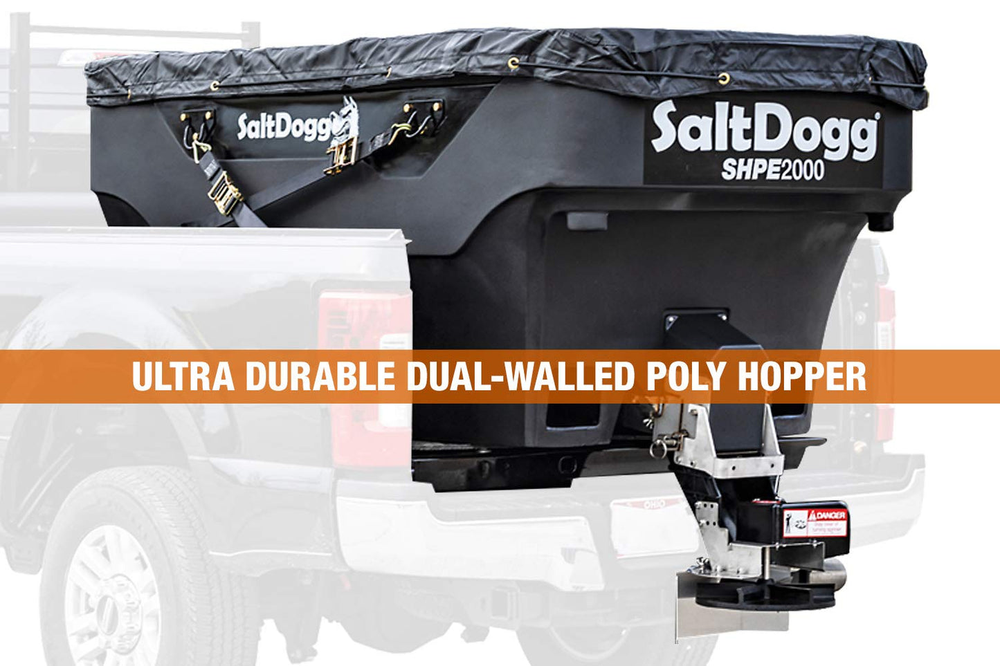 Buyers Products SaltDogg SHPE2000 Commercial Salt & Sand Spreader w/ Electric Drive Hopper, Made In The USA, 2.0 Cu Yds Capacity, Stainless Steel Auger, Medium/Heavy Commercial Salt Spreader