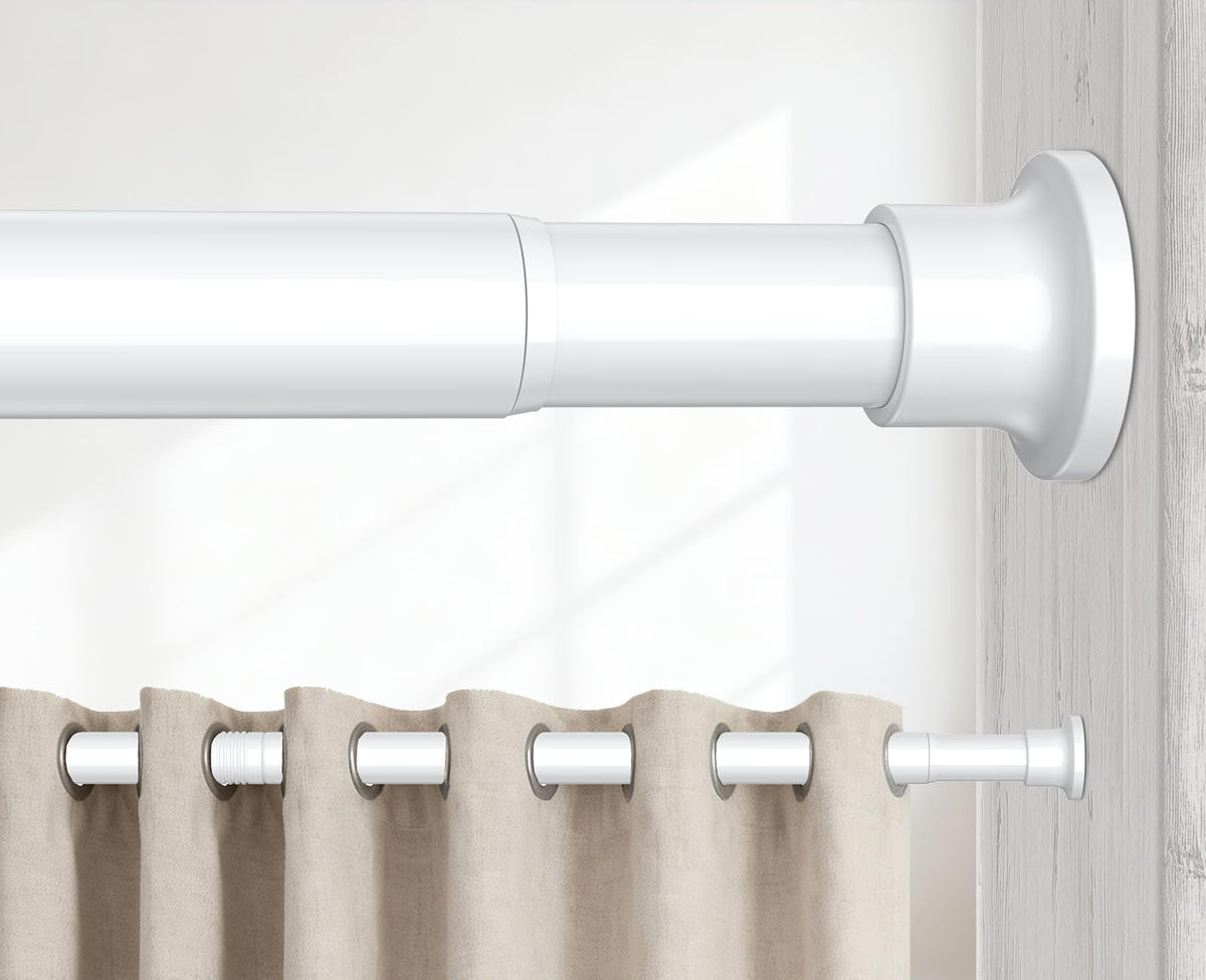BSYXLSX Tension Rods 48 to 84 Inch, 1" Dia, White, No-Drill, Adjustable