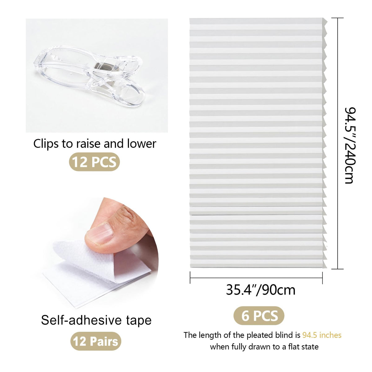Temporary Blinds for Indoor Windows, Non-Woven Pleated Shades