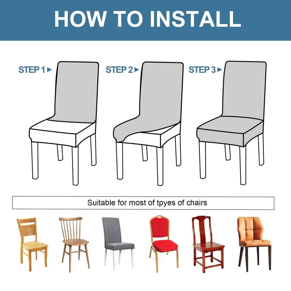 Genina Waterproof Dining Chair Covers Set of 4 Parsons Chair Slipcovers
