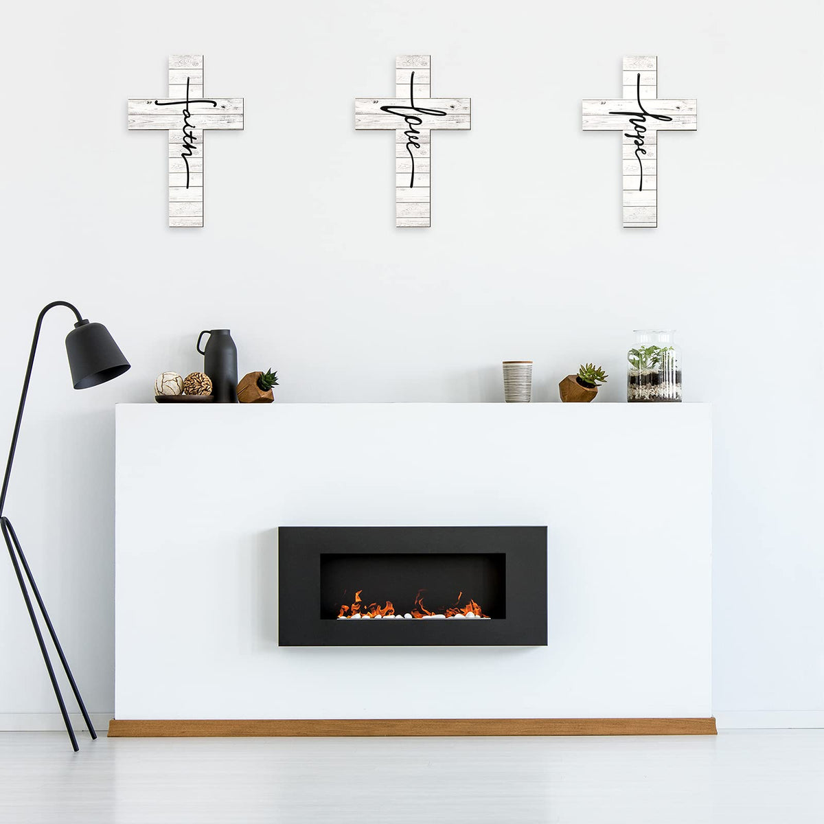 Jetec 3 Pcs Easter Faith Love Hope Cross Sign Crosses Wall Decor,White