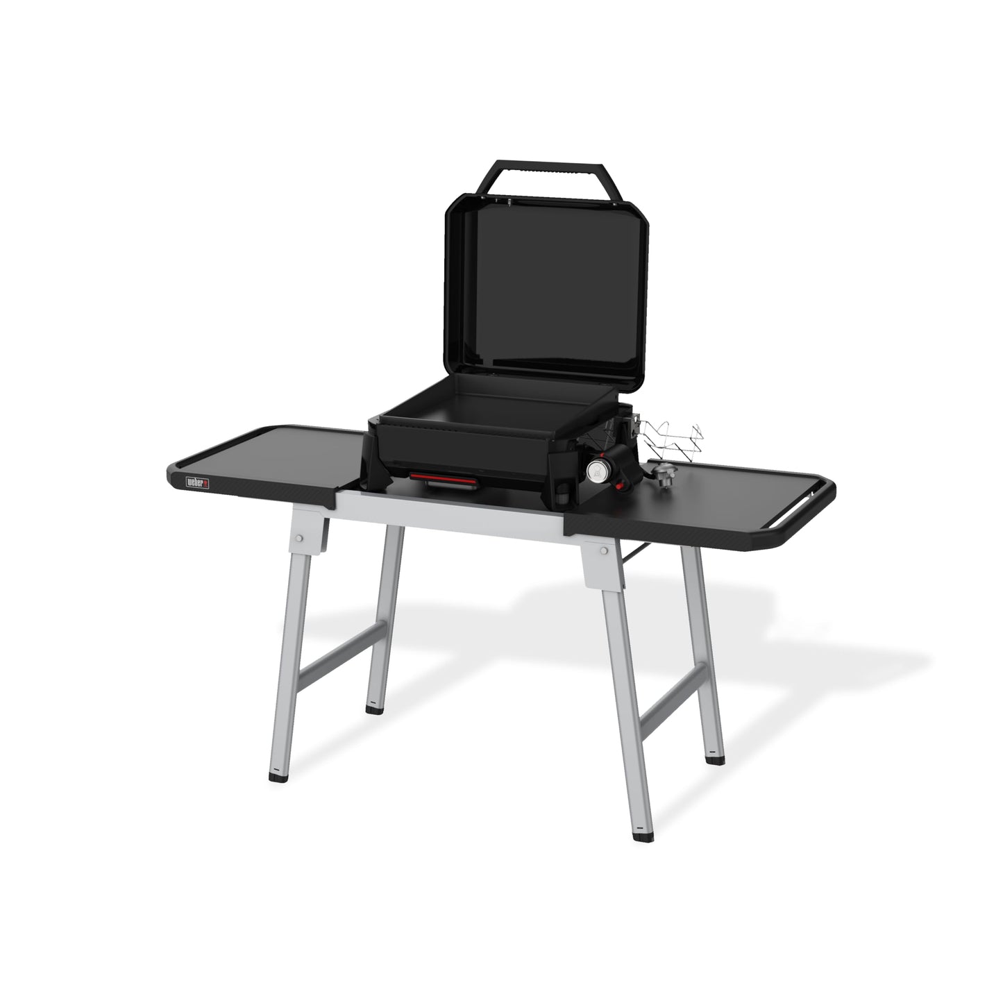 Weber Expandable Stand – Collapsible Adjustable Grill & Griddle Stand with Dual Side Tables and Weber Works™ Accessory Rails for Portable Outdoor Cooking