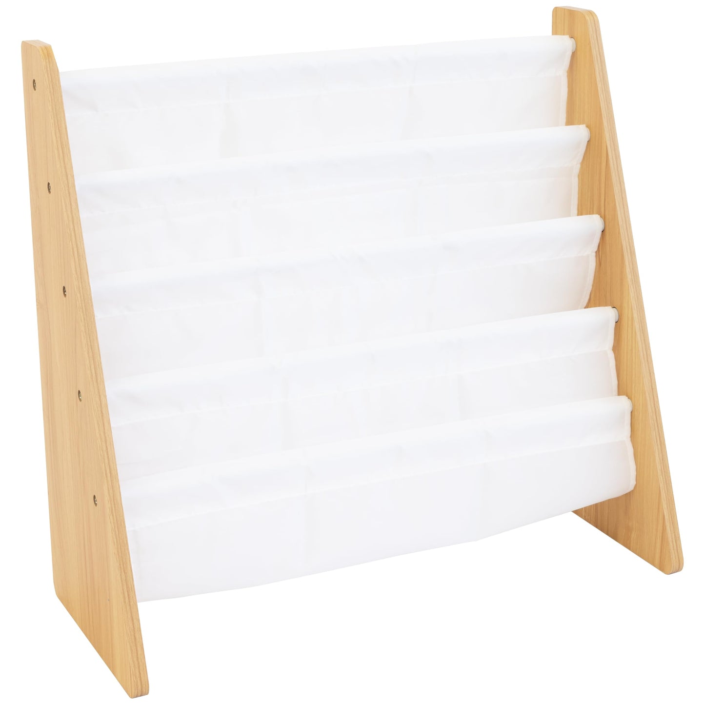 Humble Crew Kids Bookshelf, 4-Tier Front-Facing Book Display Organizer, Montessori Toddler Bookcase for Playroom, Bedroom & Reading Corner, Natural Wood/White