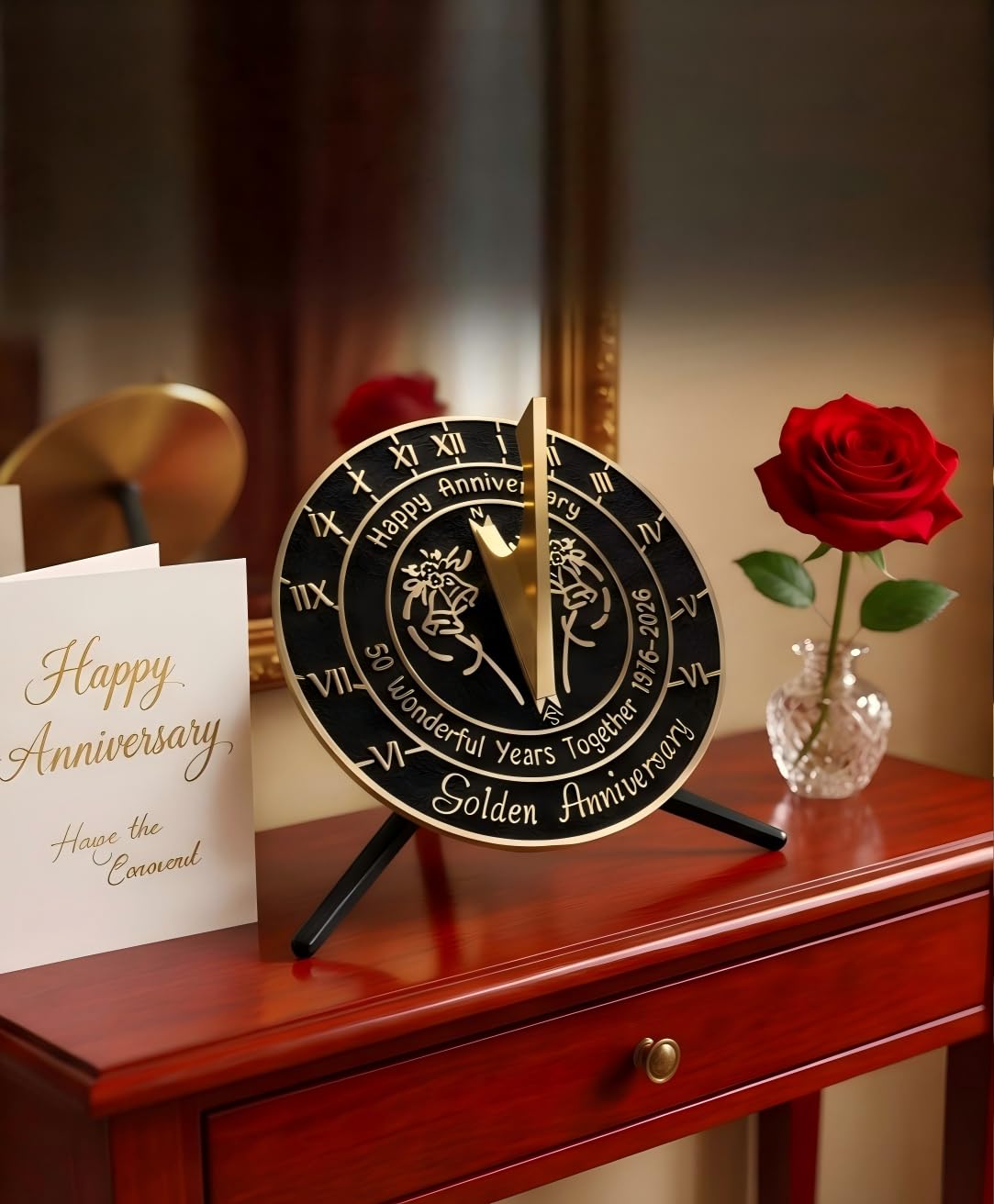 Morgtta Brass Sundial with Pedestal for 50th Wedding Anniversary