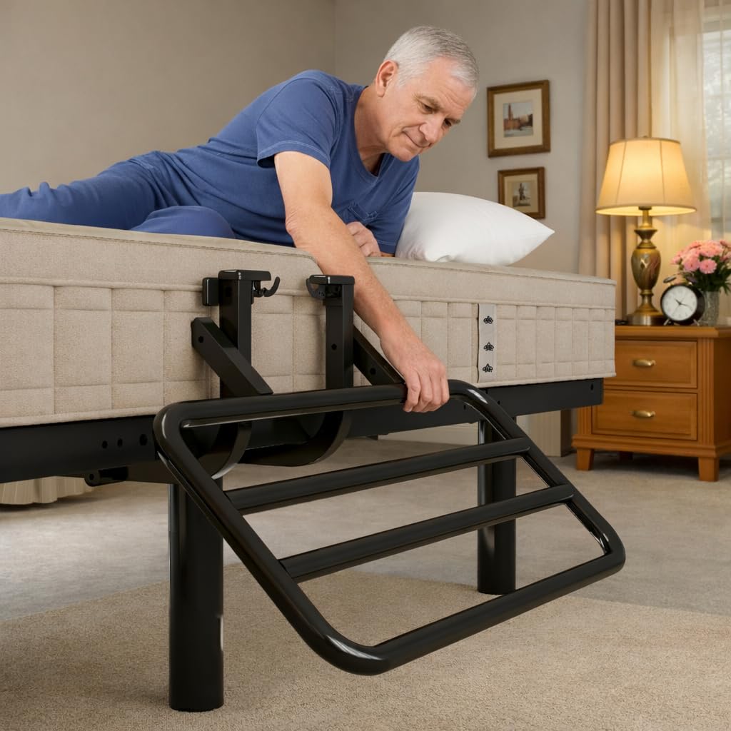 AbyssZen Adjustable Twin XL Bed Frame with One Side Rail, Electric Ergonomic Base for Comfort & Safety – Ideal for Seniors, Home Care & Hospital Use