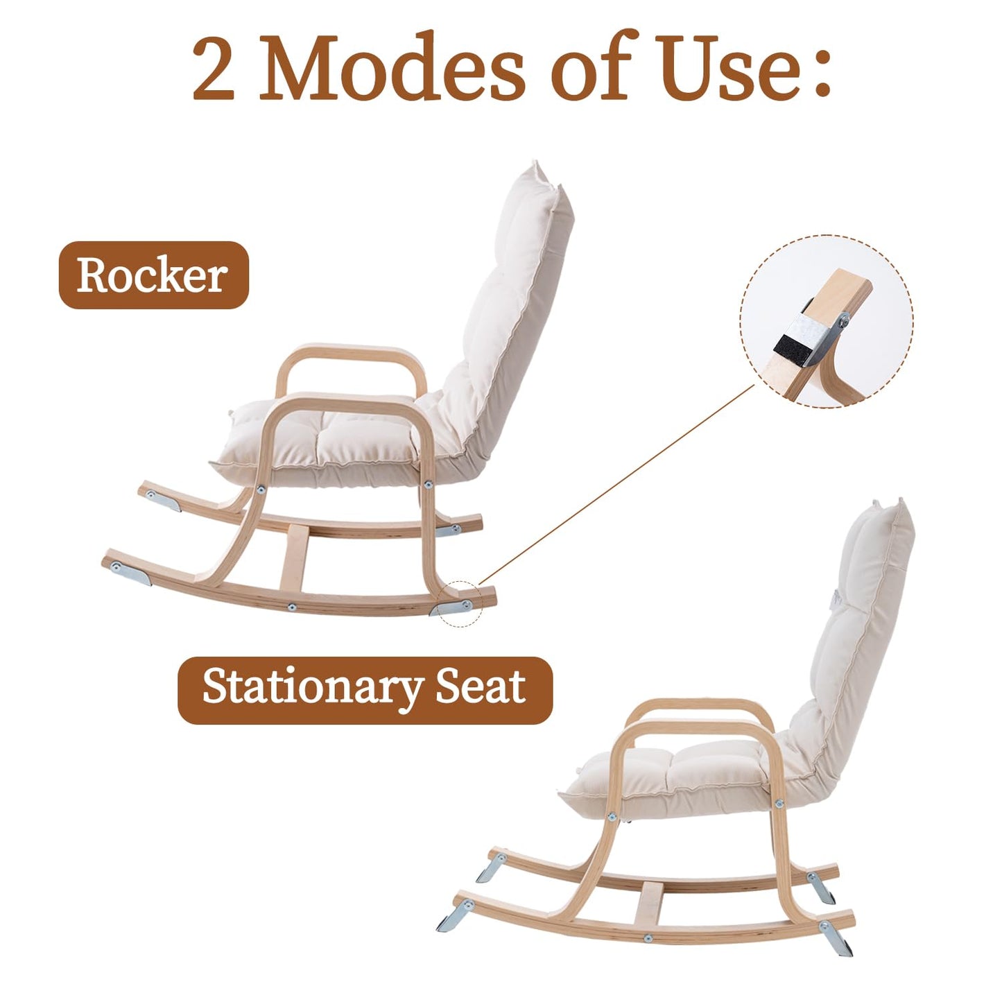 Swegrow Kids' Recliners，Rocker and Stationary Options, Sensory Rocking Chair for Kids & Toddlers，Versatile Floor Chair with Soft Fabric and Stability for Playroom, Bedroom, or Nursery (Beige)