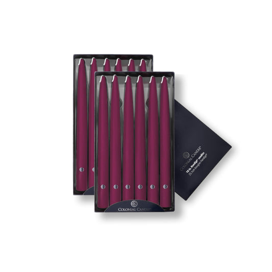 Colonial Candle Unscented Taper Candle, Handipt Collection, Mulberry, 10 in, Pack of 12 - Up to 8 Hours Burn