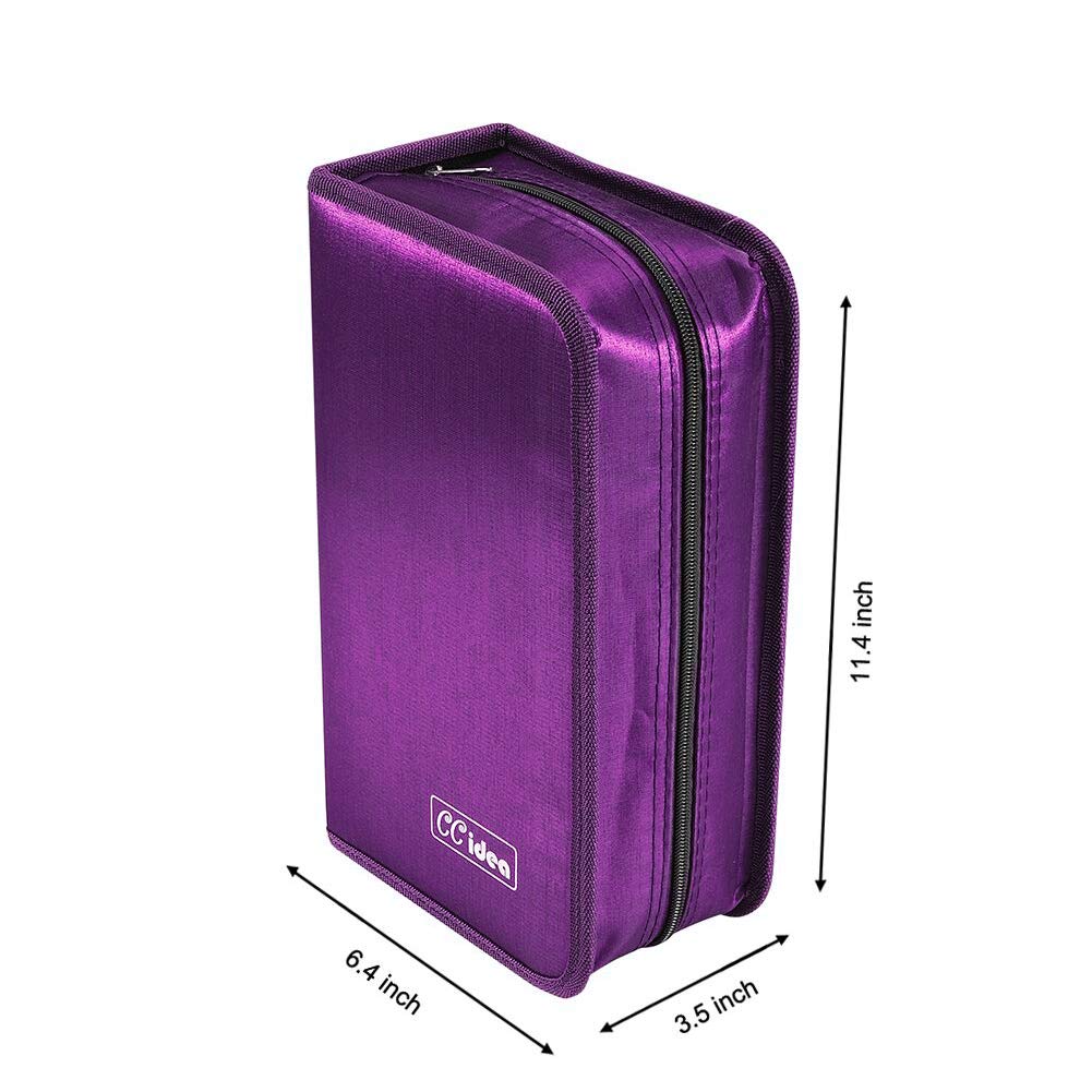CCidea CD Case DVD Storage Holder, 128 Capacity DVD Cases Organizer CD Plastic Protective Carrying Binder,Portable Cd Wallet for Home Travel (Purple)