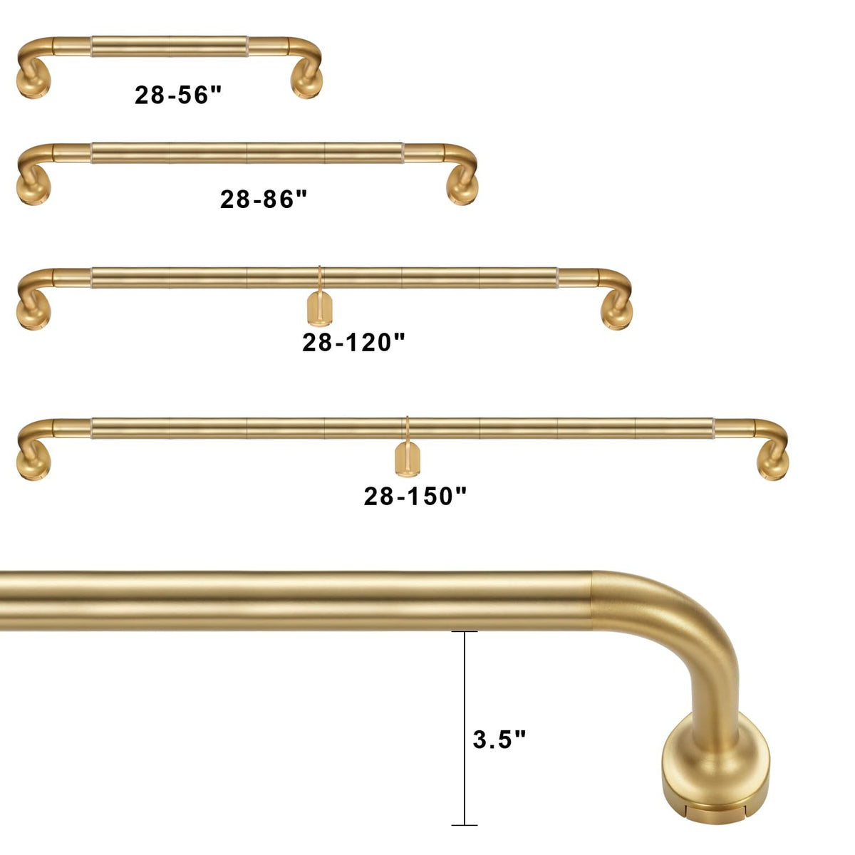 Room Darkening Rods, Single Window Rods 28-86 Inch(2.33-7.17ft) Telescoping
