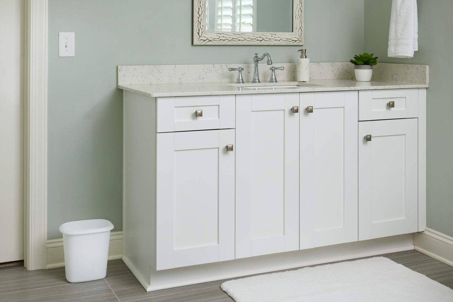 Rubbermaid Vanity Trash Can/Wastebasket 1.5-Gallons/6-Quarts White for Under Counter/Kitchen/Office/Bedroom/Bathroom