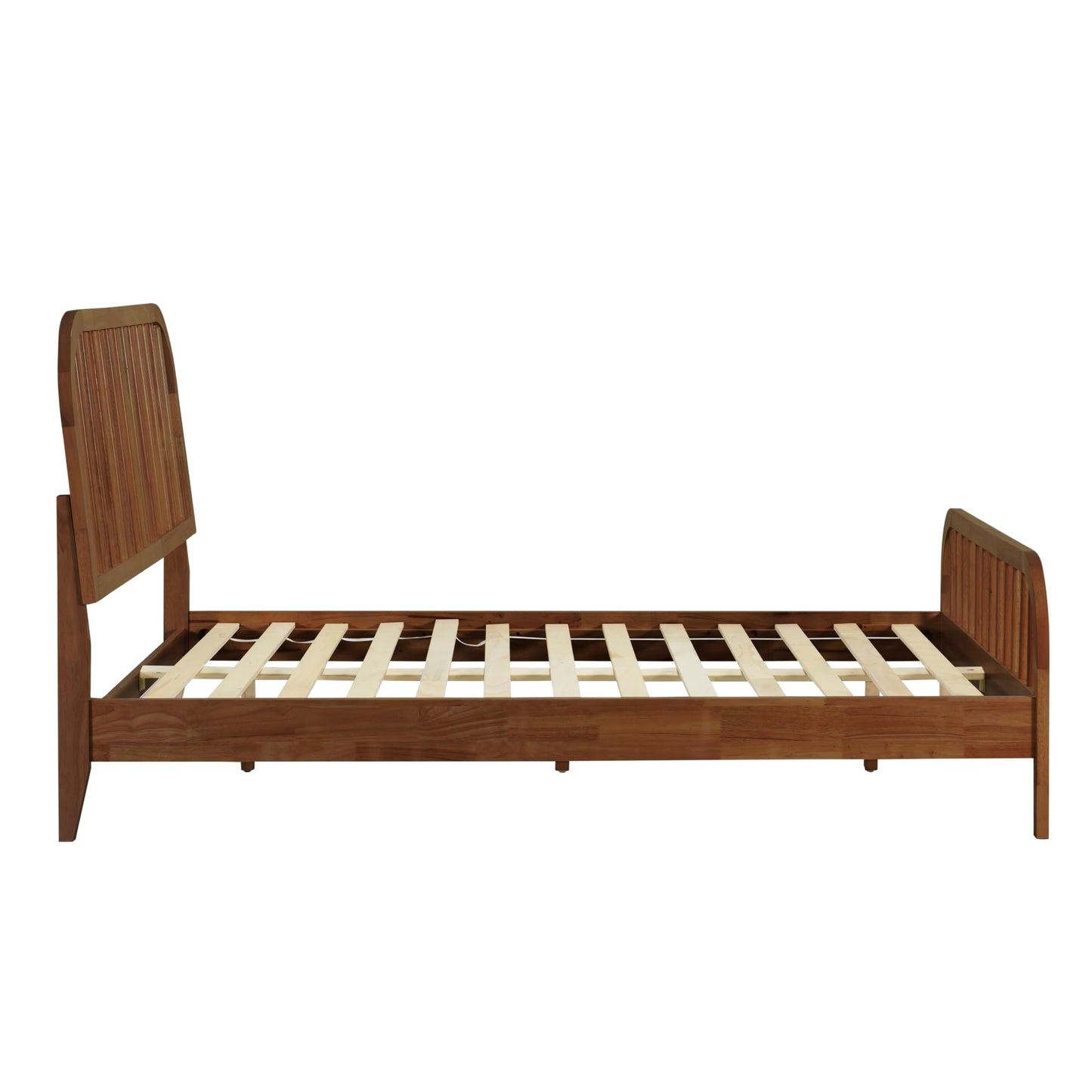 DG Casa Wesley Solid Wood King Size Bed Frame - Mid Century Modern Style, Platform with Spindle Headboard and Footboard, No Box Spring Required, Walnut Finish