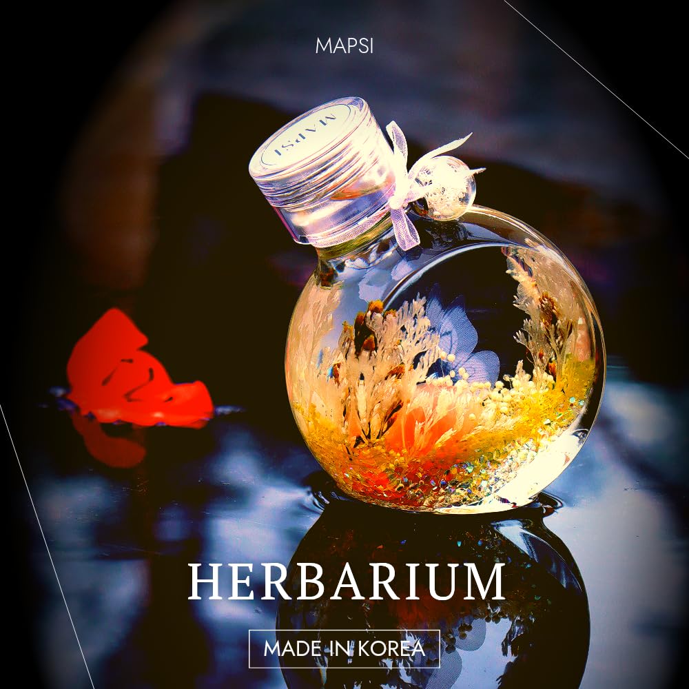 MAPSI Preserved Flowers in Glass Bottle, Handcrafted Floral Decor