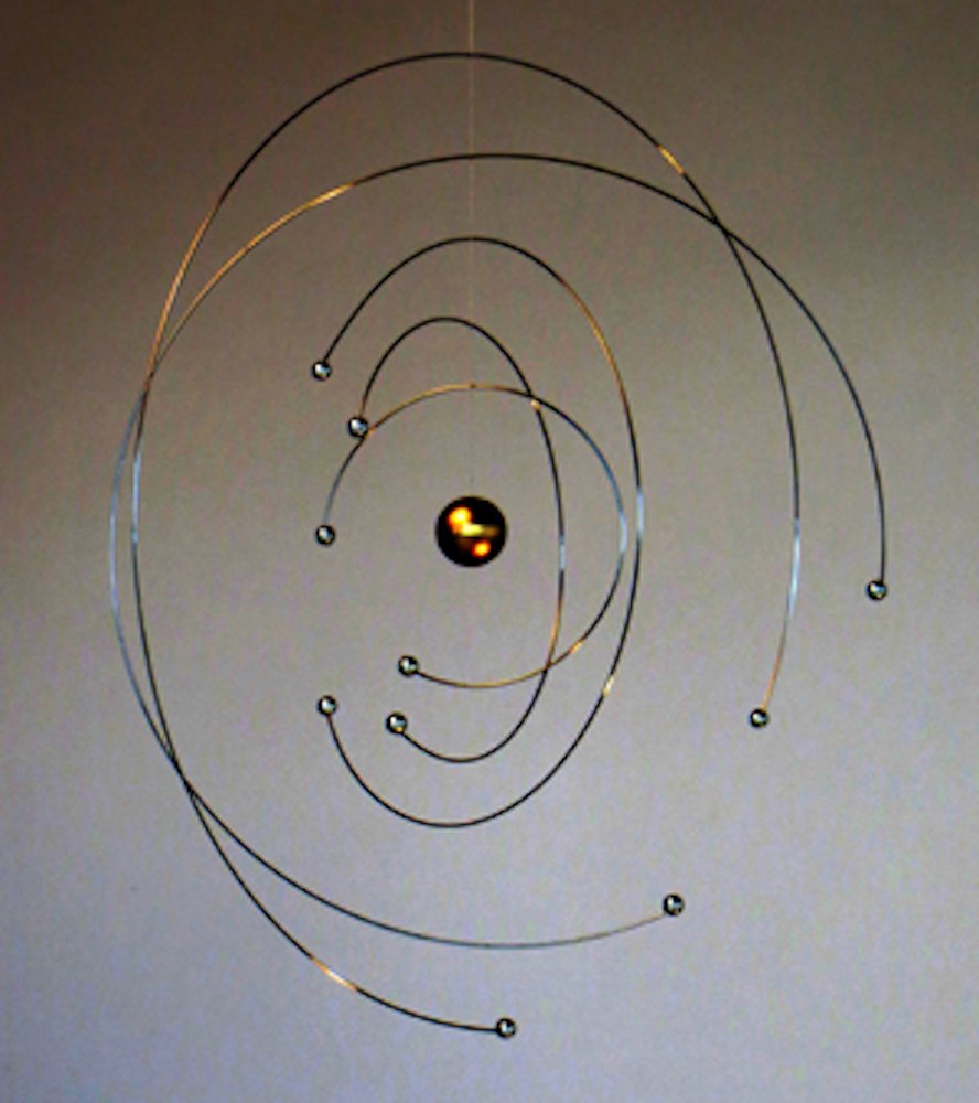 Niels Bohr Atom Model Hanging Mobile - 9 Inches - Steel - Handmade in Denmark by Flensted