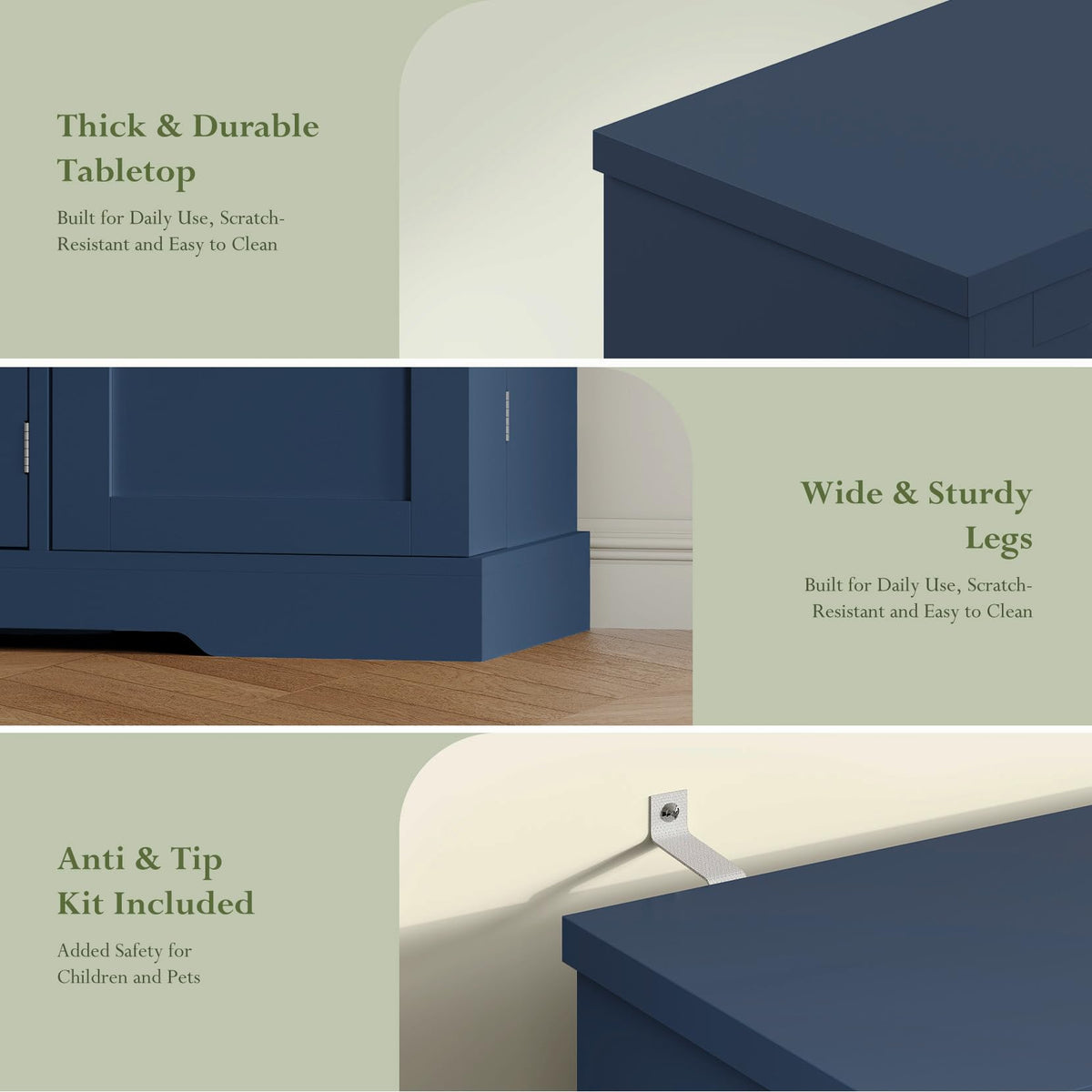 54" Sideboard Cabinet, Kitchen Buffet Cabinet with Storage, Blue