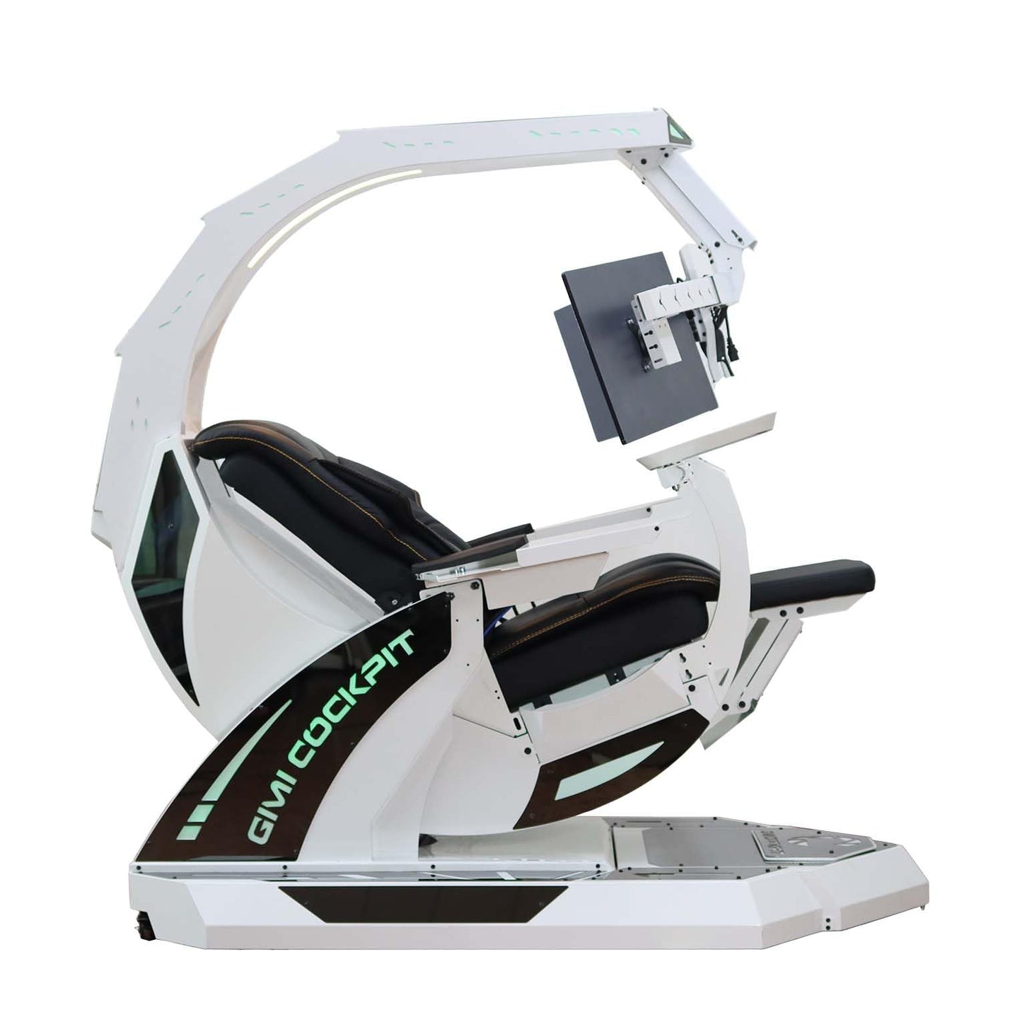 GIMI COCKPIT Imperator GM-520 Zero Gravity Reclining Workstation Computer Gaming Chair Gaming Cockpit for Works, Office (5-Monitor Brackets, White)