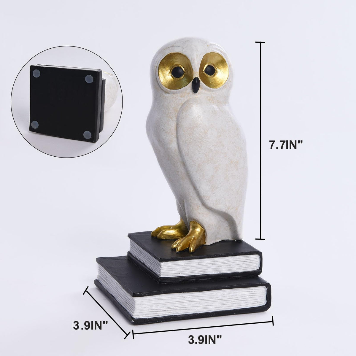 Kakizzy Book Ends for Shelves, Owl Decorative Bookends Bronze Bird Book Stopper Unique Kids Book Holders with Anti-Slip Base Luxurious Bookends for Kids Rooms Office Home Decor(White)