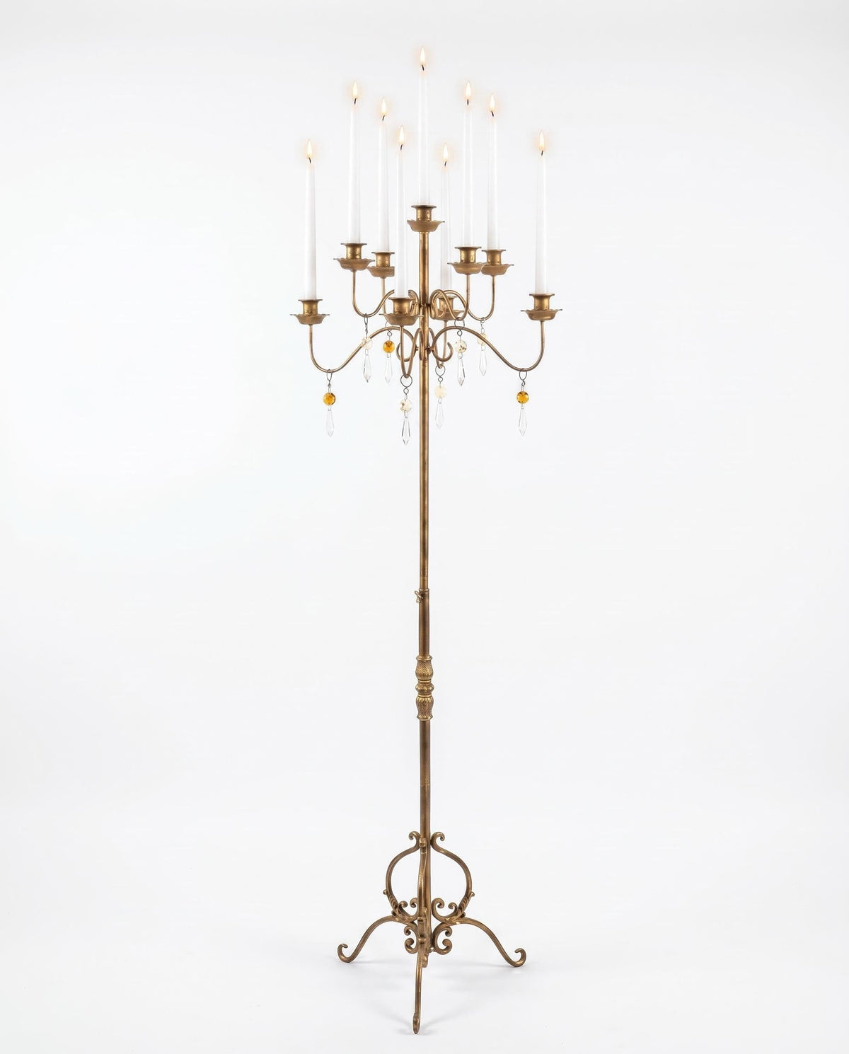 BSTWISH 9-Arm Floor Candelabra, Adjustable Bronze Candle Holder