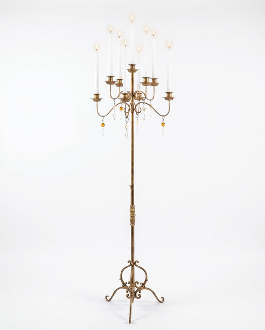 BSTWISH 9-Arm Floor Candelabra, Adjustable Bronze Candle Holder