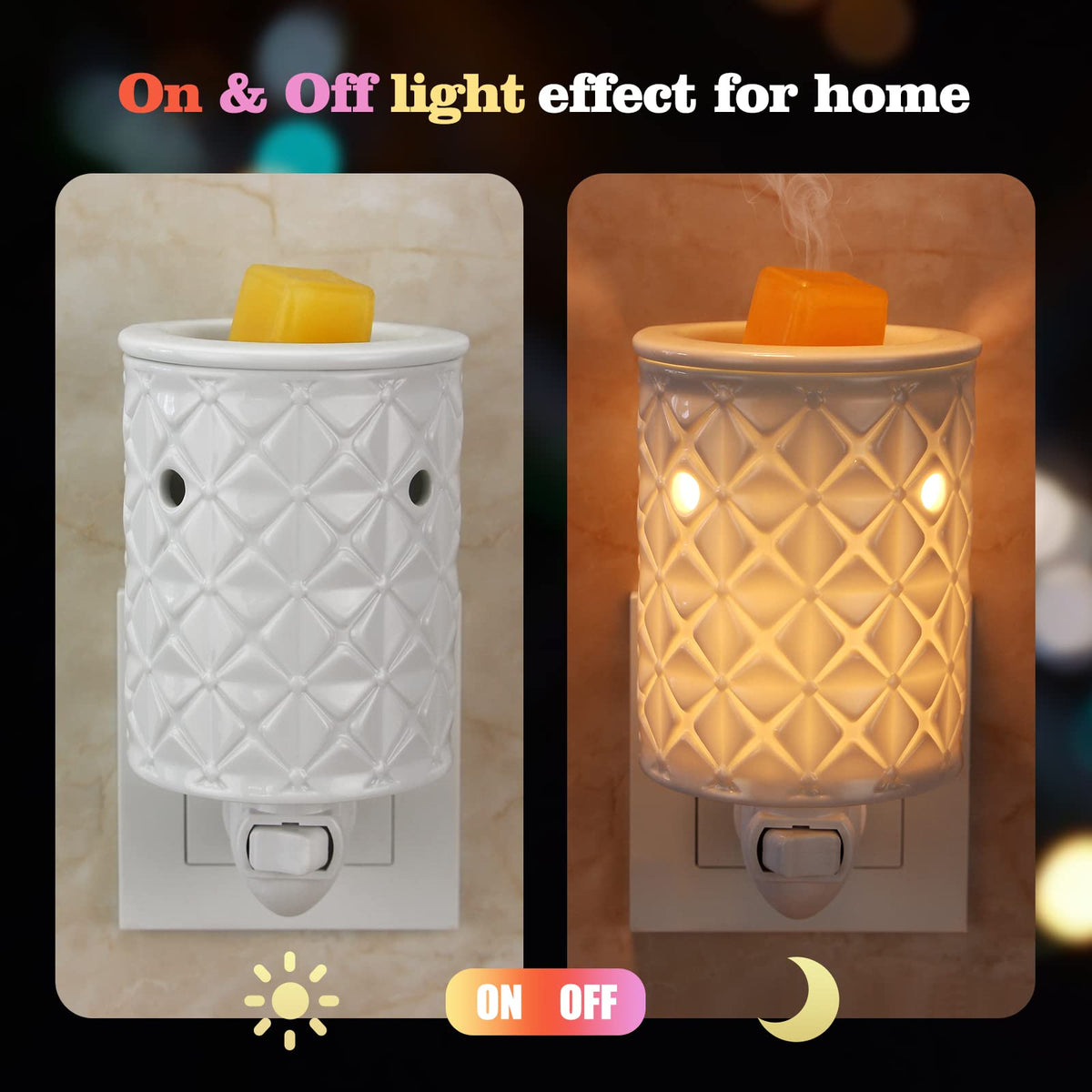 STAR MOON Ceramic Wax Melt Warmer, Plug in Wax Warmer for Scented Wax, Scentsy Wax Warmer for Fragrance Oil, Night Light Wax Burner Decoration with Two Bulbs