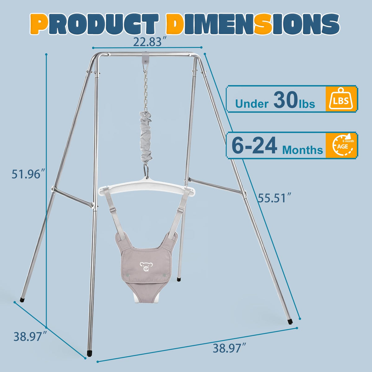 Baby Jumper with Stand, Baby Jumpers and Bouncers, Baby Exerciser Suitable for 6-24 Months