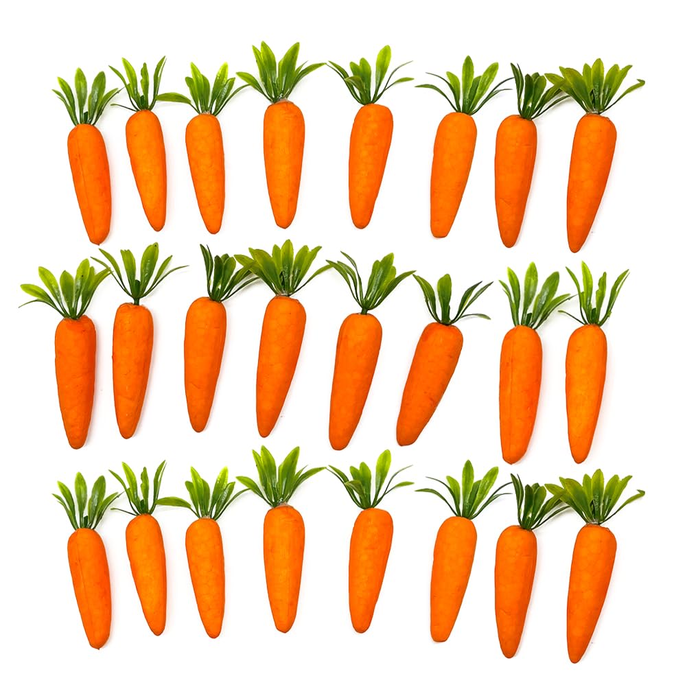 Art&Beauty 24pcs Artificial Carrots Mini Simulation Carrots Realistic Fake Carrot Lifelike Simulation Vegetables for Home Farm Party Table DIY Crafts Decorations