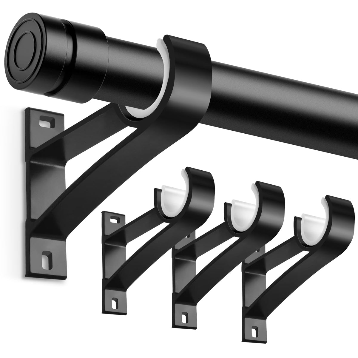 KOLAKO Curtain Rod Bracket, Curtain Rod Holder Hooks for 1 Inch Dia Rod
