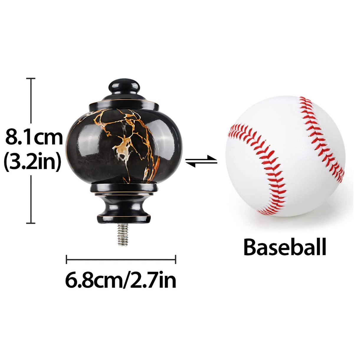 KAMANINA 2 Pack Marbled Replacement Finials for 1 or 7/8 Inch, Black
