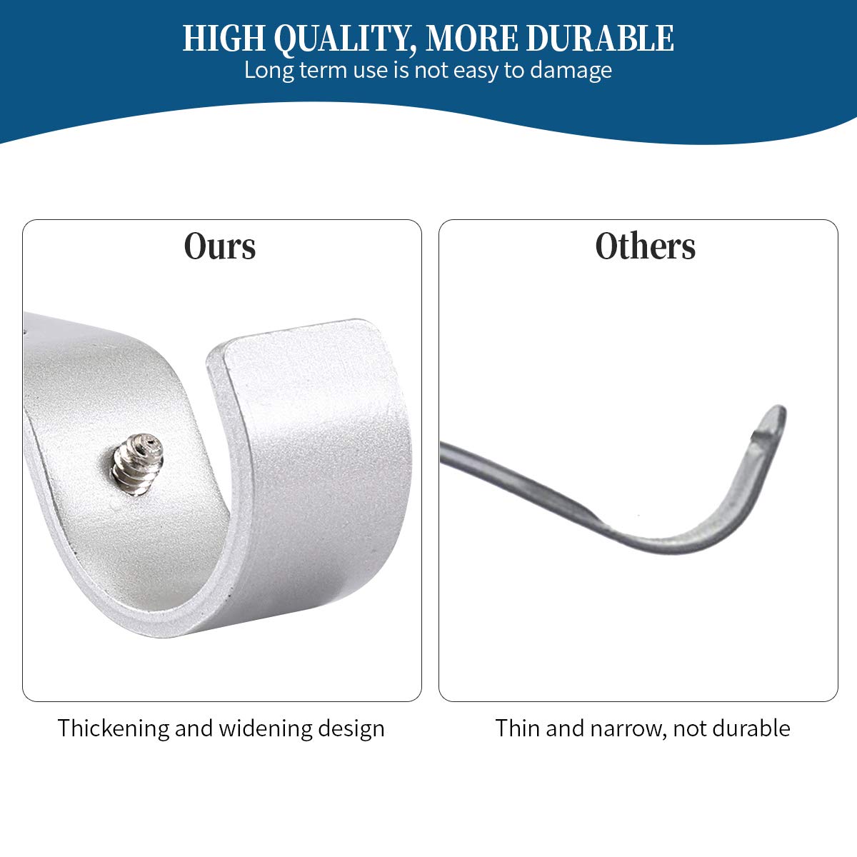 Anndason Heavy Duty Adjustable Curtain Rod Brackets Rod Holders for 1 Inch Rod, Silver Color, (Set of 2)